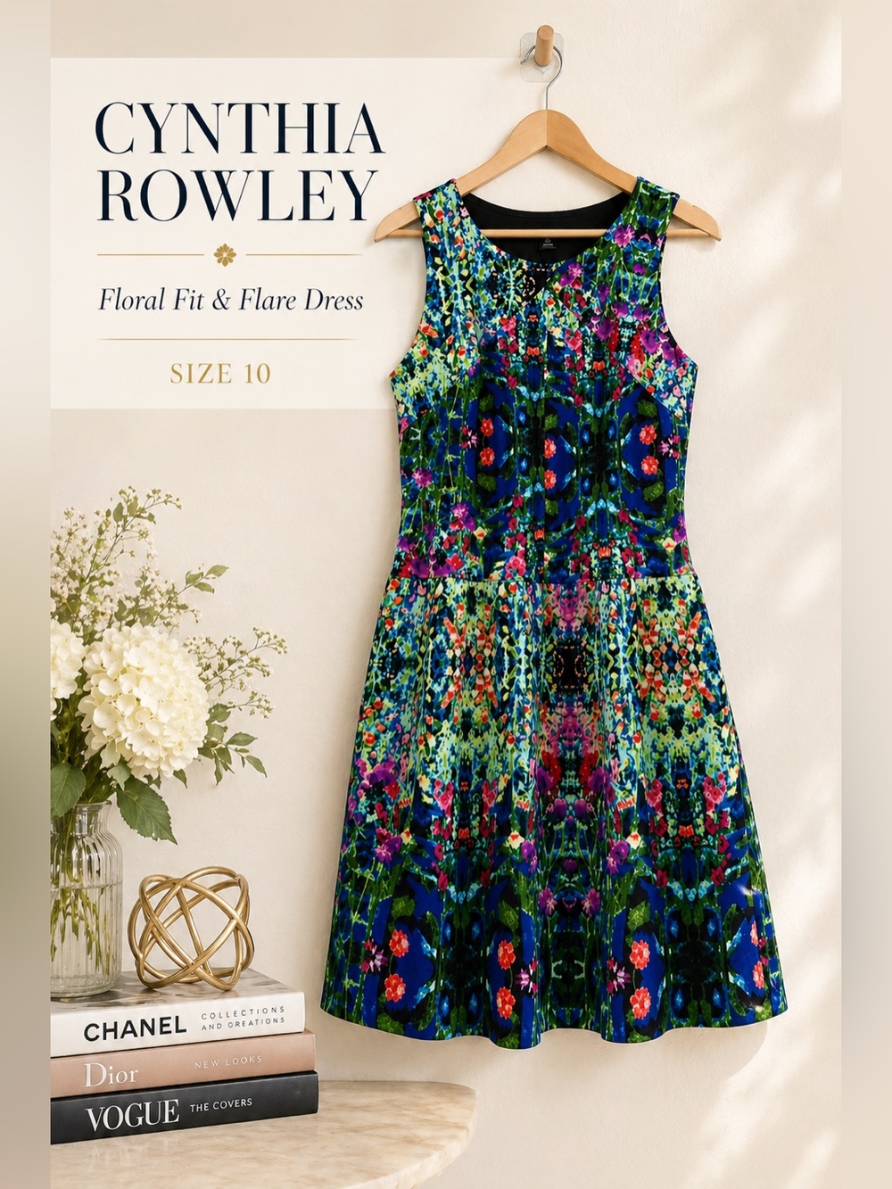 Cynthia Rowley Multicolor Floral Fit & Flare Dress Size 10 Pockets